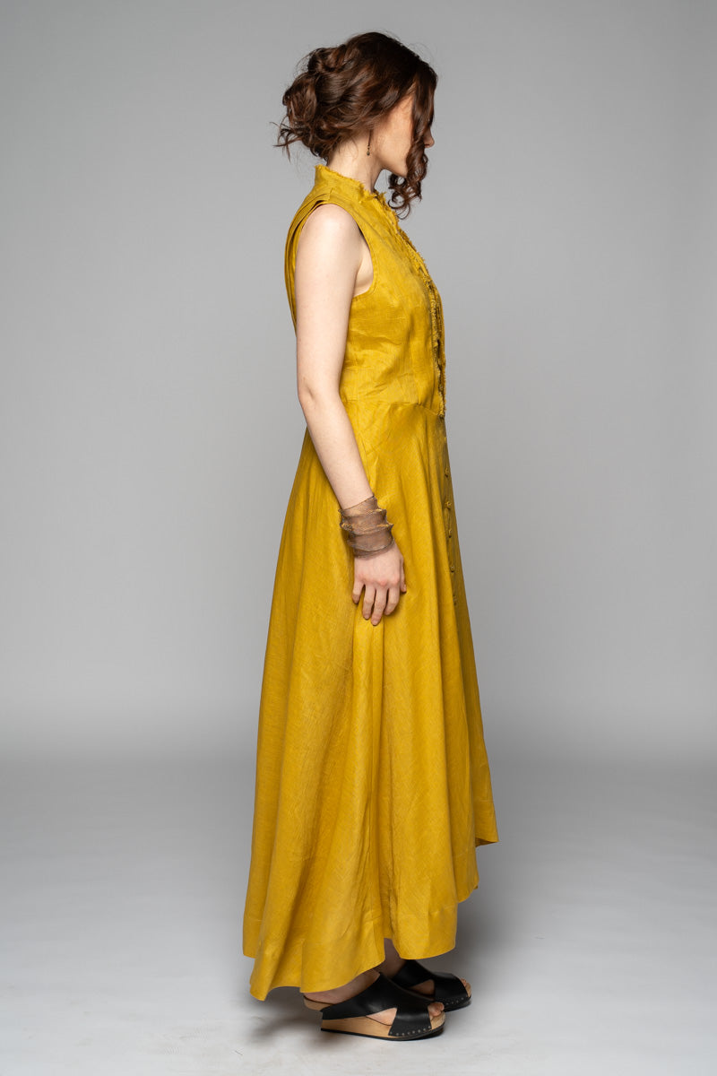 Asuka Tuck Dress Chartreuse