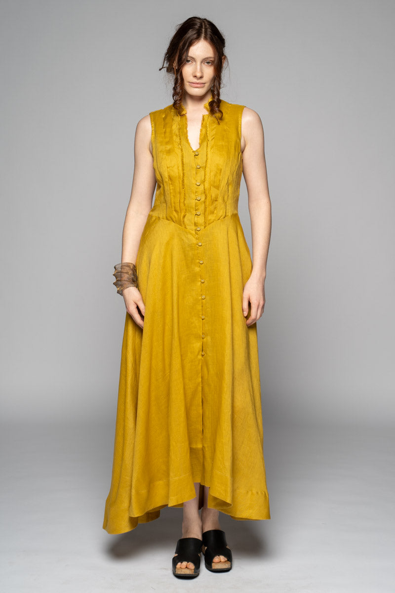 Asuka Tuck Dress Chartreuse