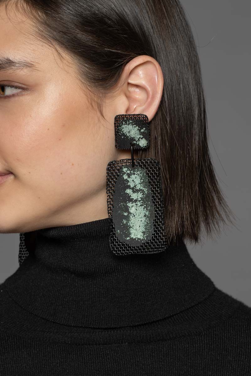 Mesh Patina Earrings Grn