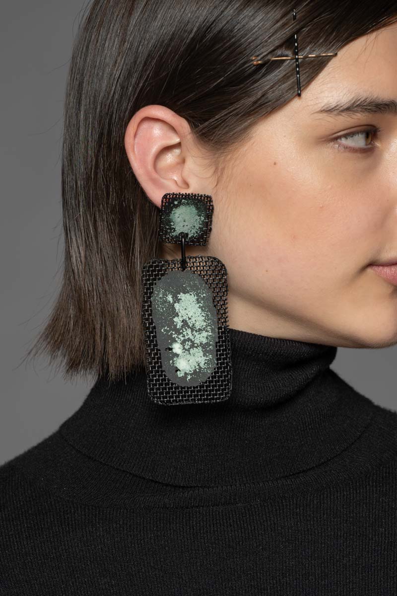 Mesh Patina Earrings Grn