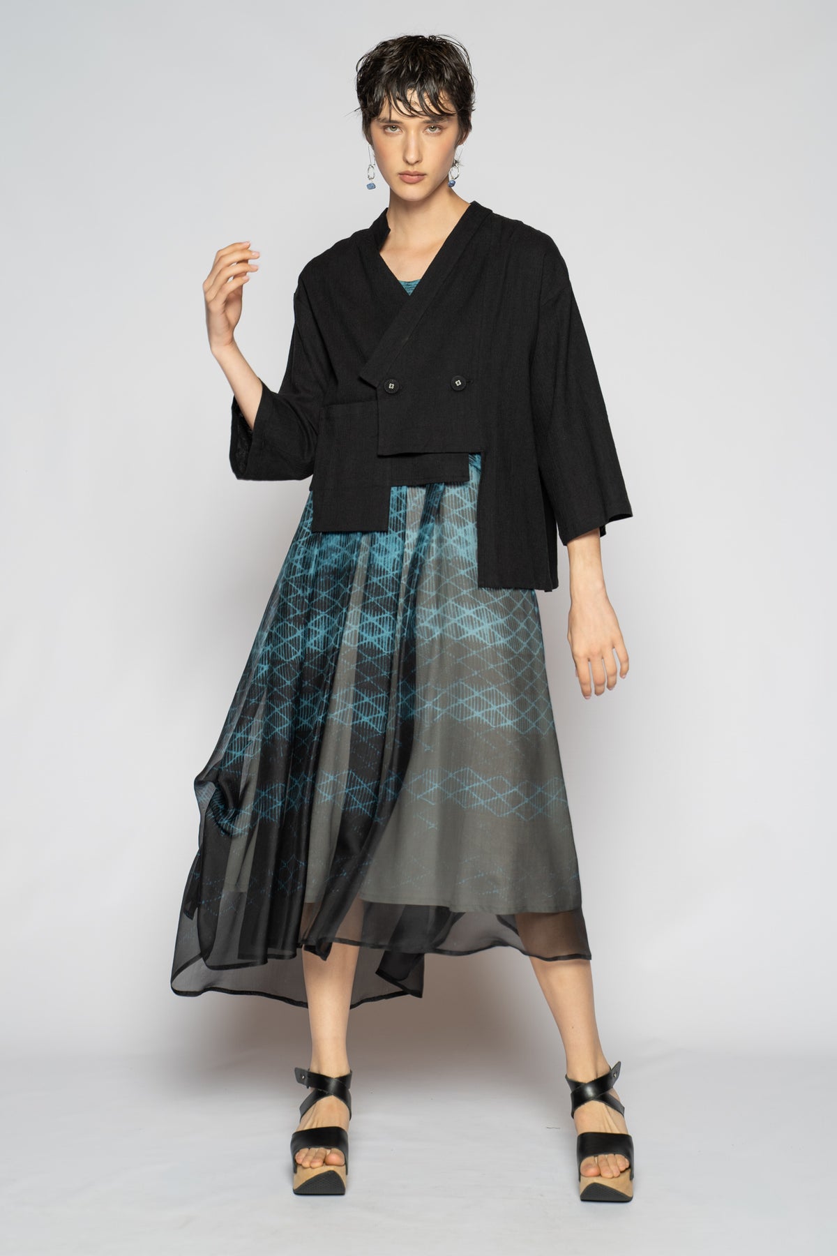 Melange Short Jacket Blk