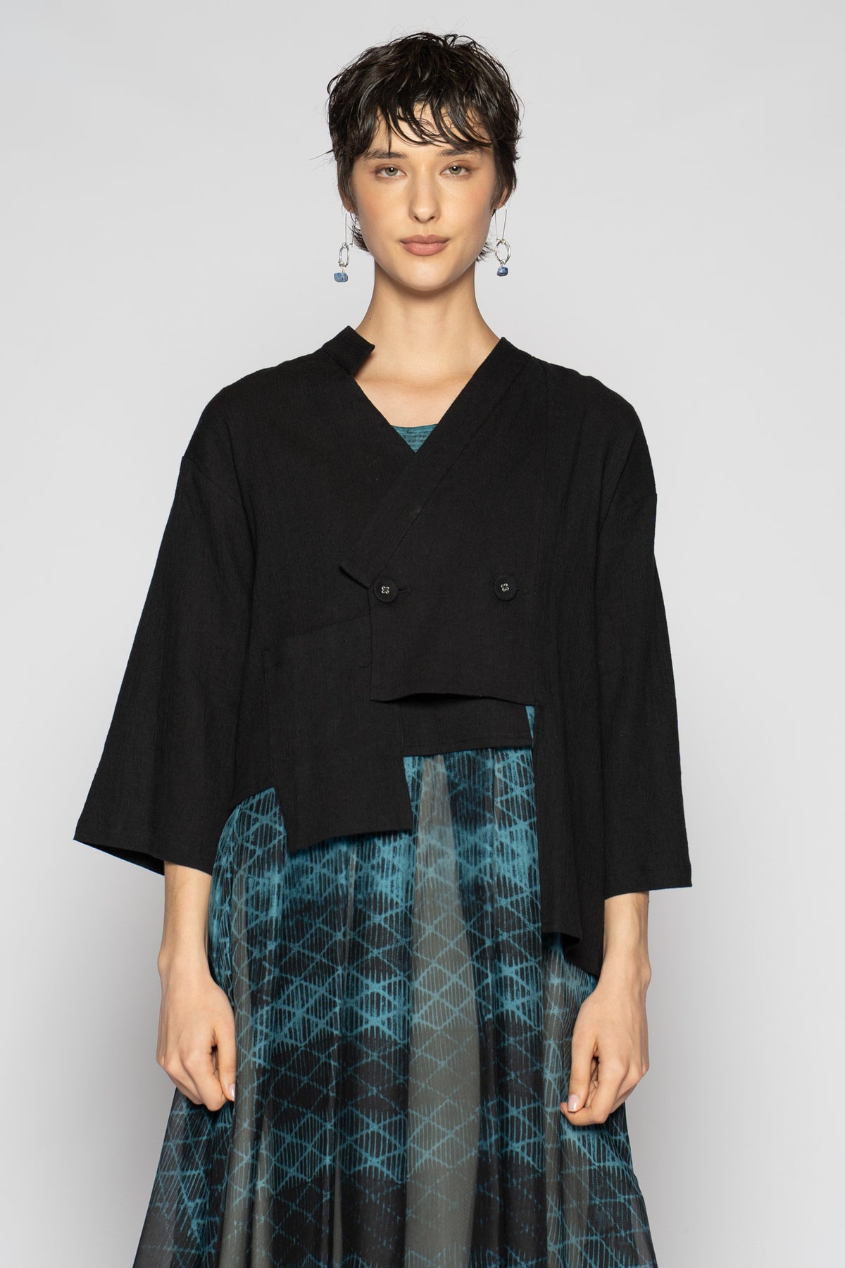 Melange Short Jacket Blk