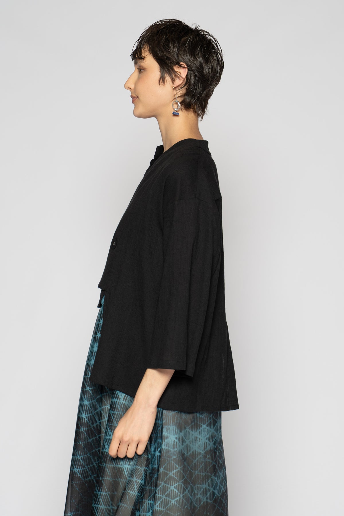 Melange Short Jacket Blk