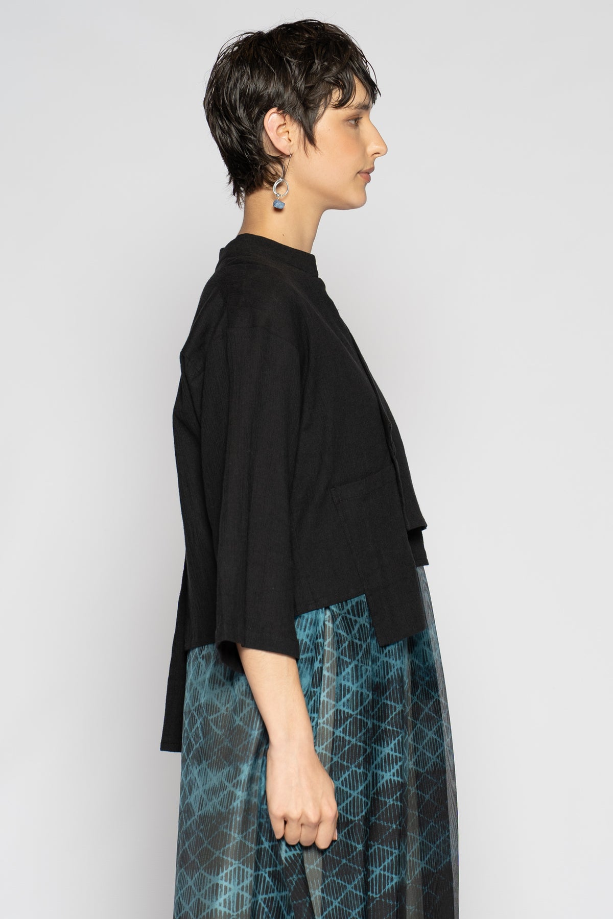Melange Short Jacket Blk