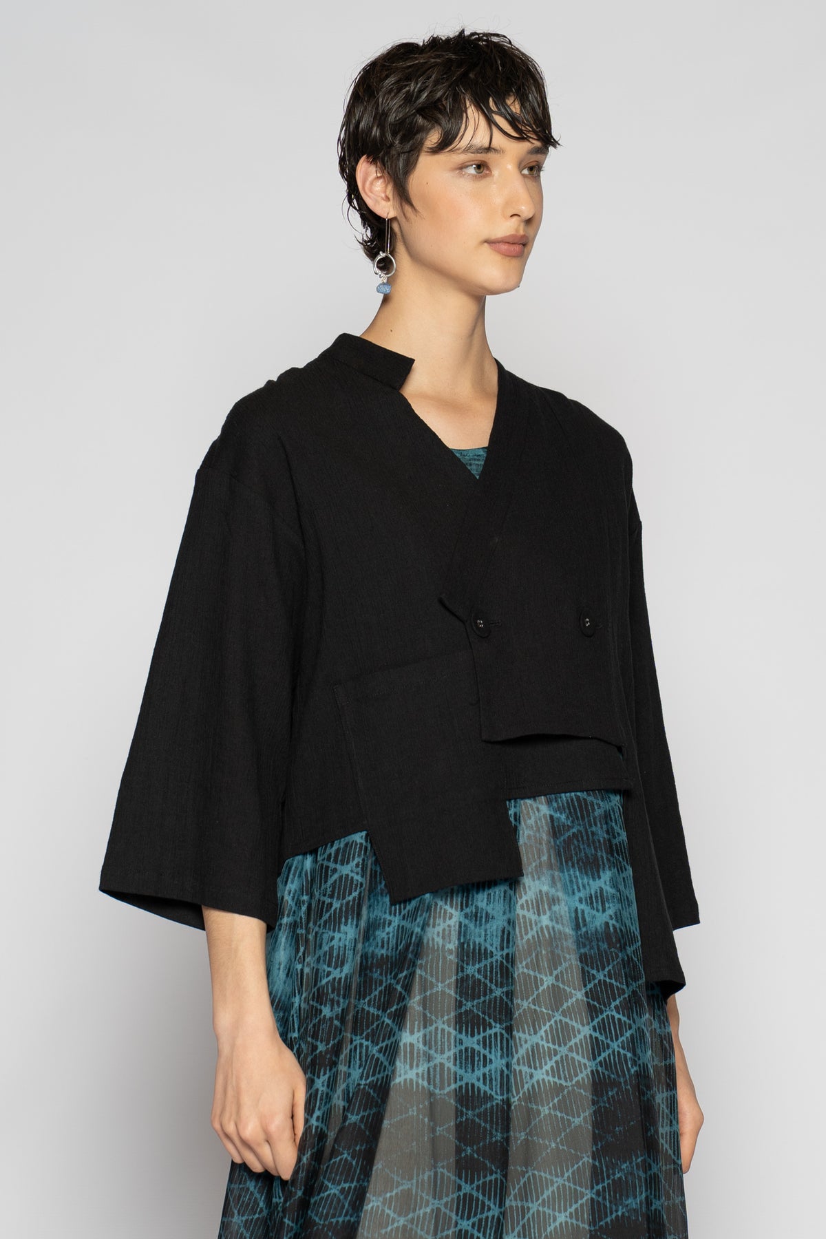 Melange Short Jacket Blk
