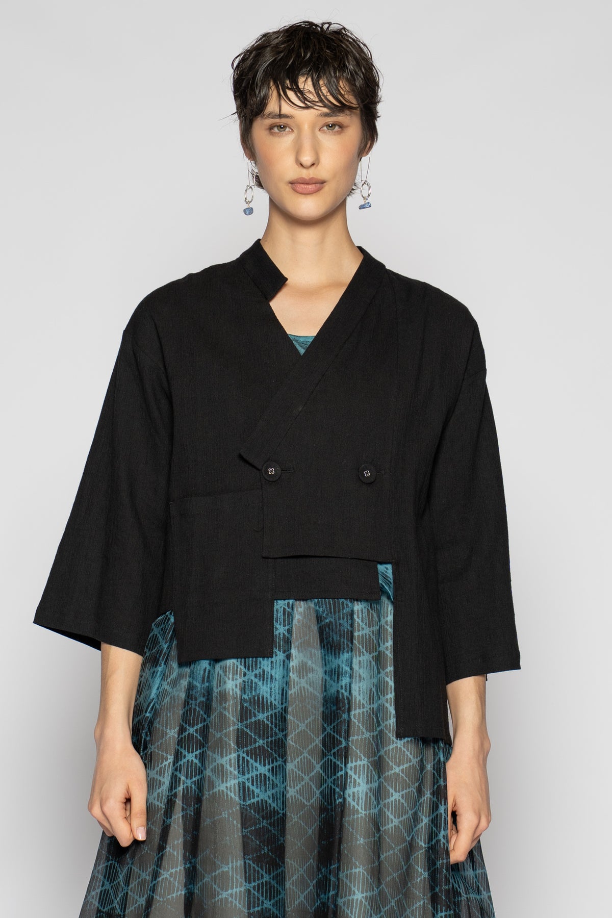 Melange Short Jacket Blk