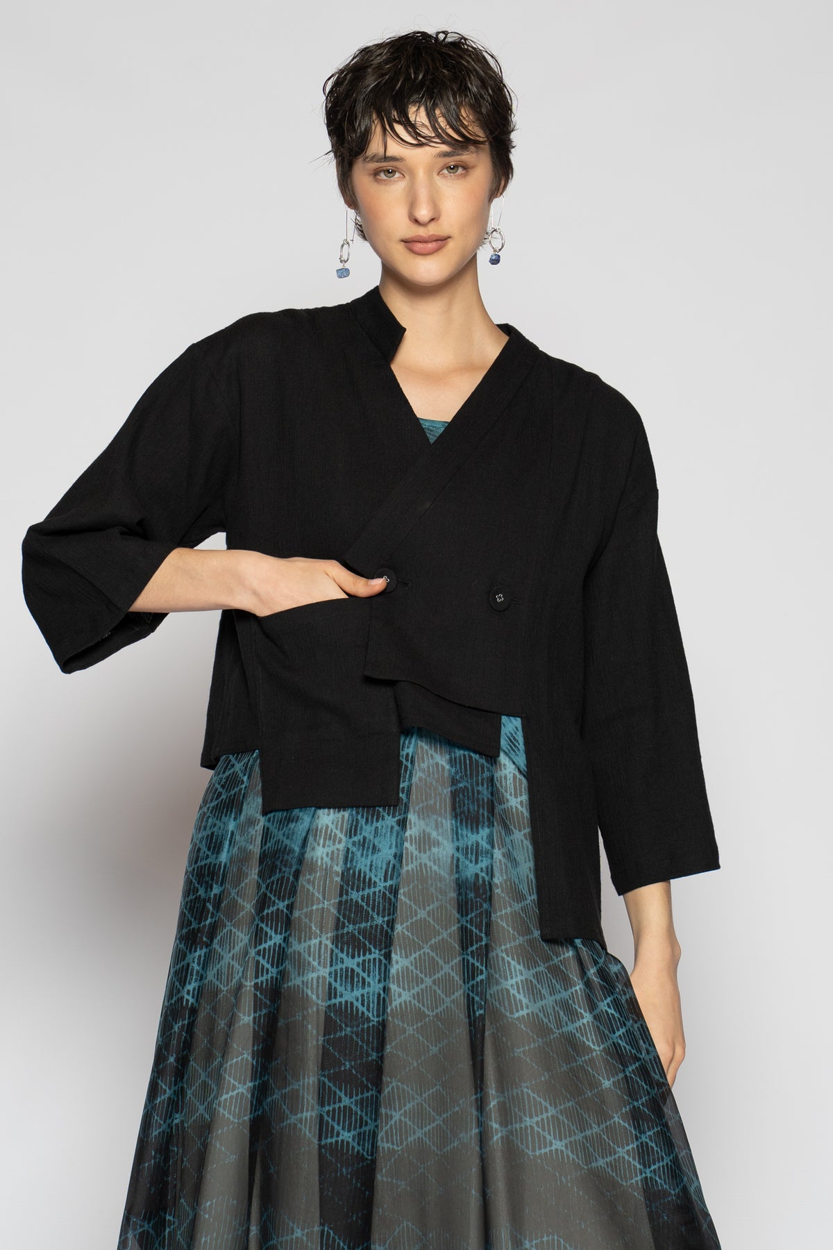 Melange Short Jacket Blk