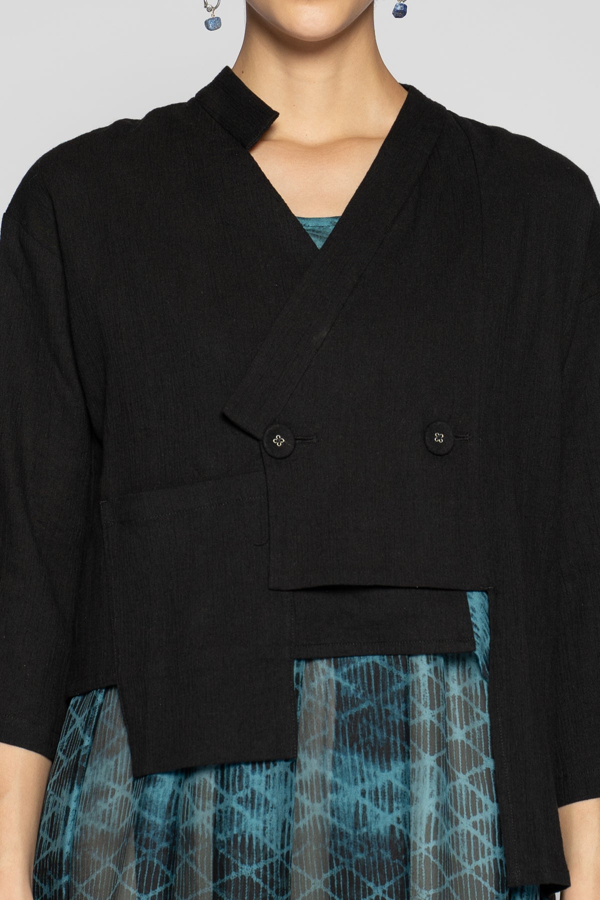 Melange Short Jacket Blk