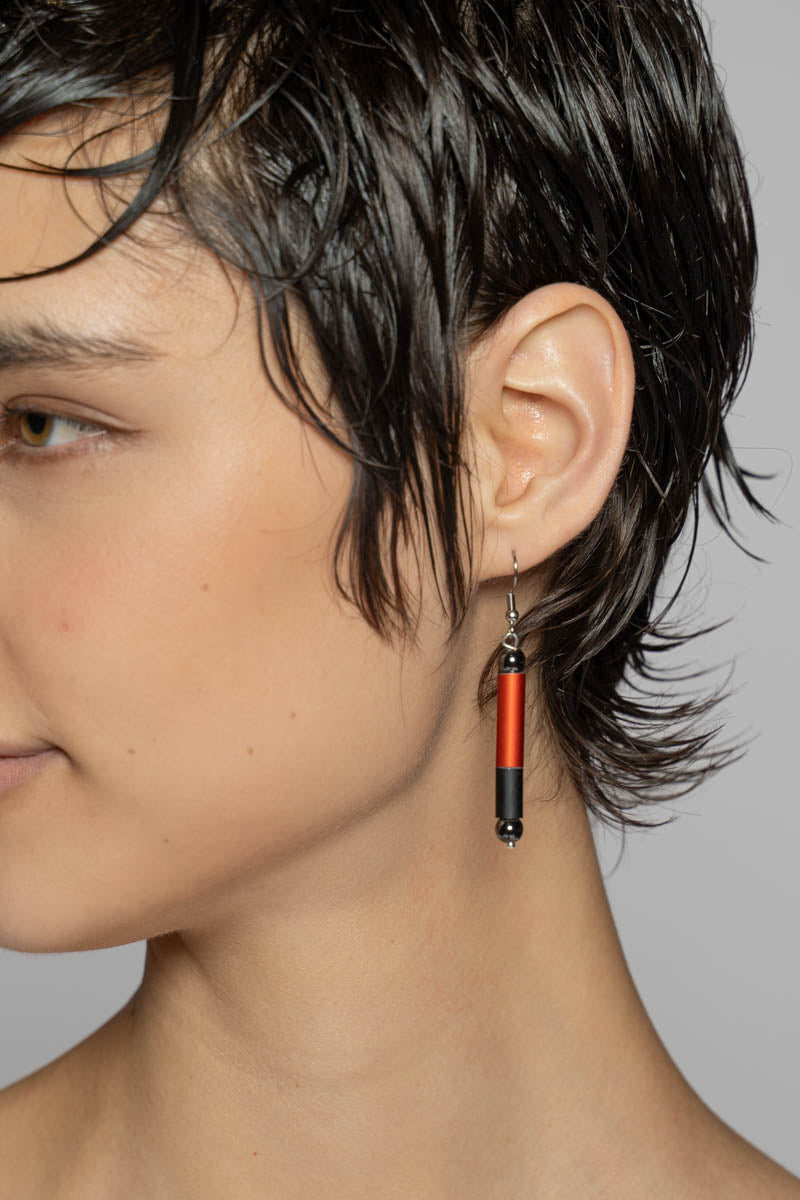 Alum Ball Earrings Red