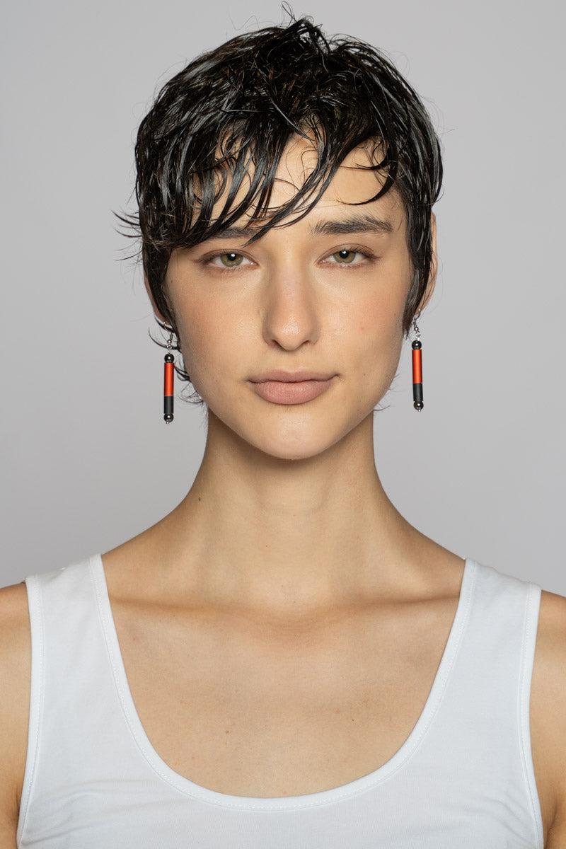 Alum Ball Earrings Red