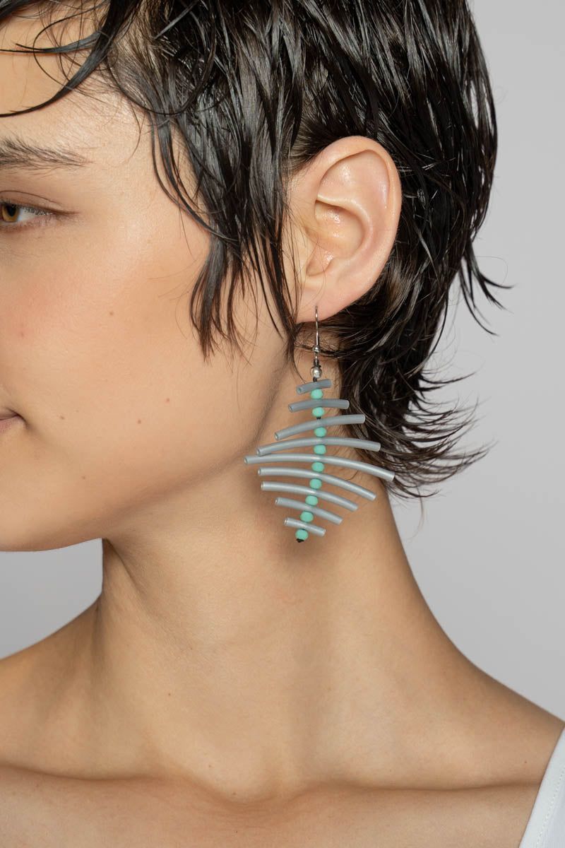 Spine Bead Earrings Grey