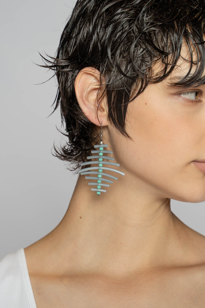 Spine Bead Earrings Grey