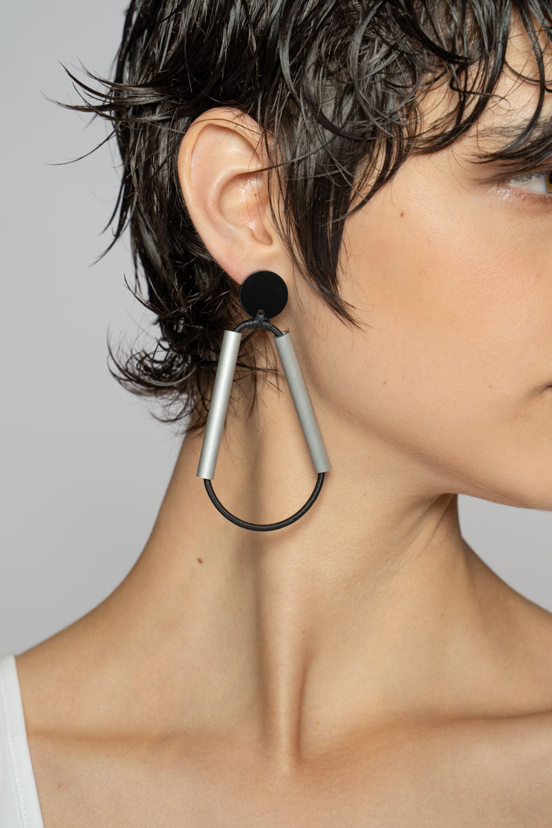 XL Triangle Earrings Silver