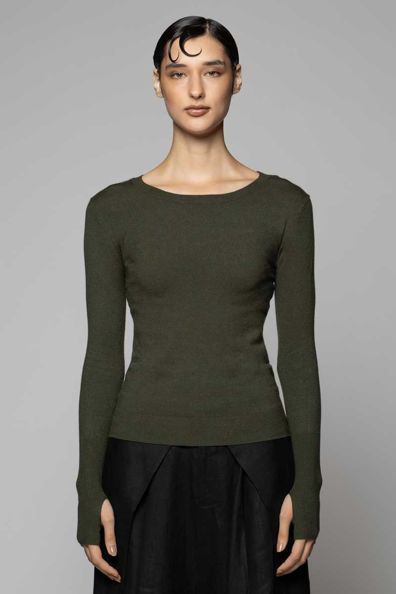 Sayuri Round Neck Moss