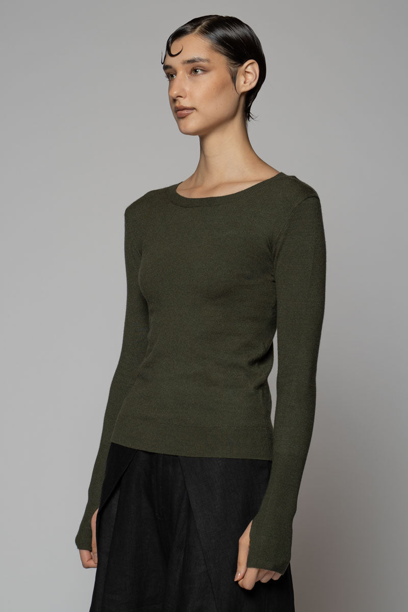 Sayuri Round Neck Moss