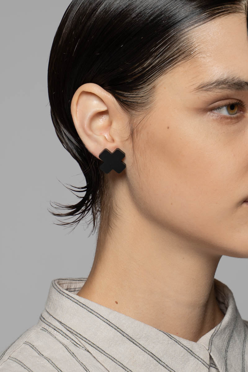 Batsu Maru Earrings Blk