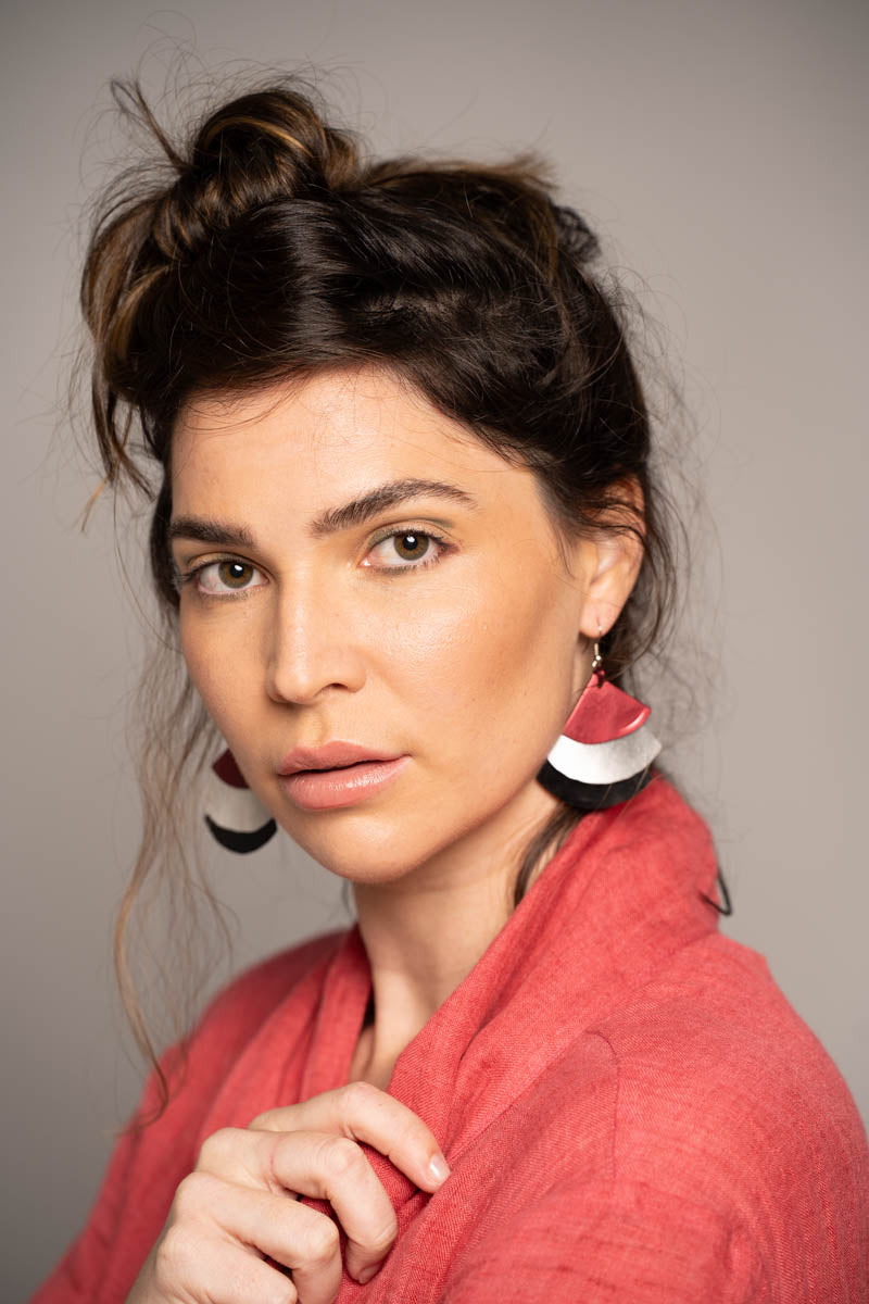 Trifan Earrings Red/Blk