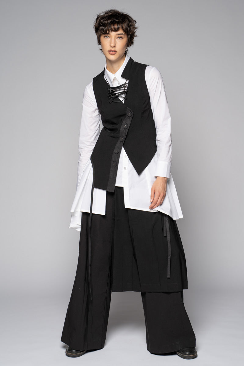 Sia Pleated Apron Blk