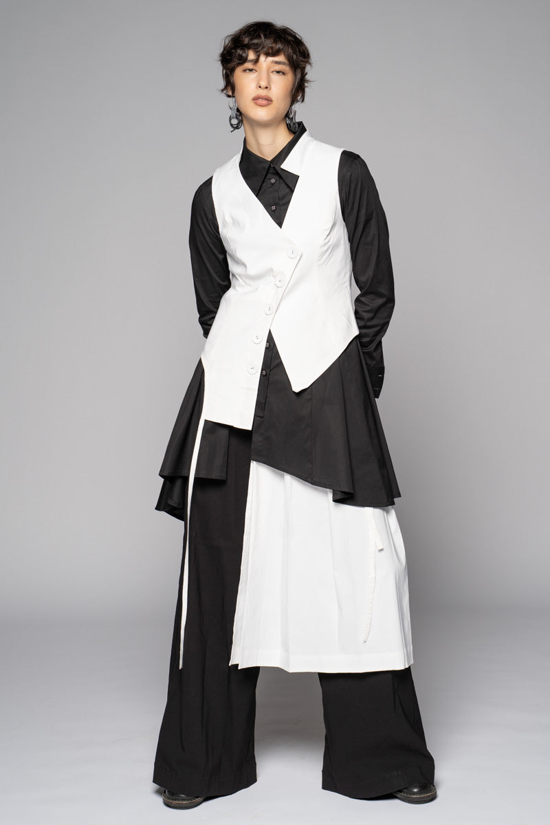 Sia Pleated Apron Wh