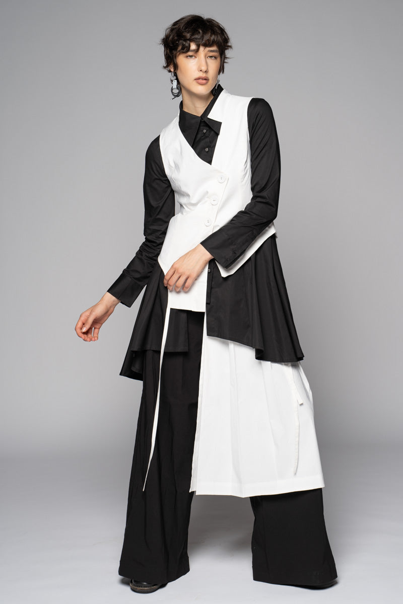 Sia Pleated Apron Wh