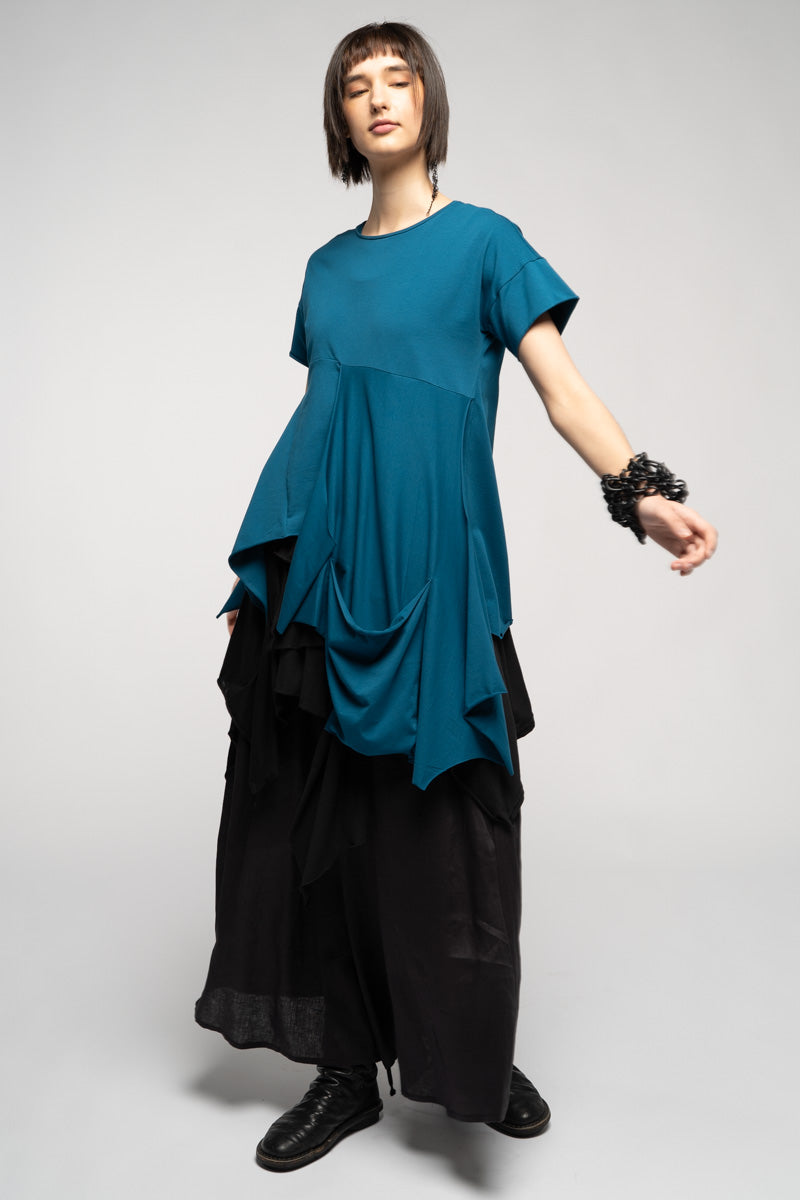 Riddler Drape Top Blue Coral