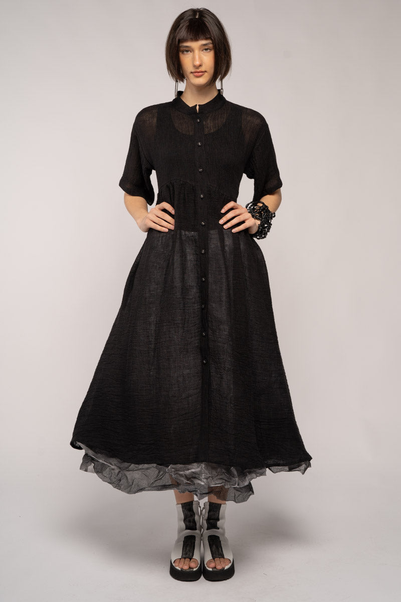 Sasa Gather Dress Black