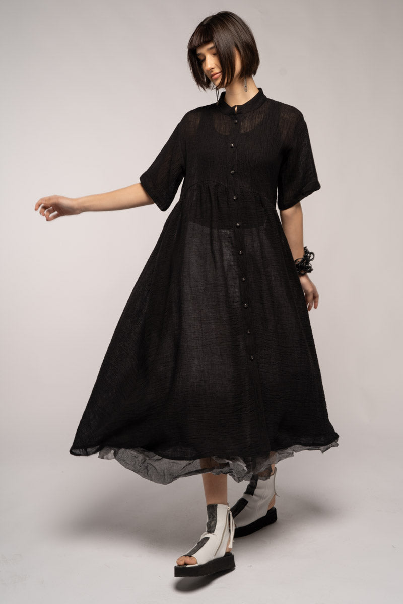 Sasa Gather Dress Black