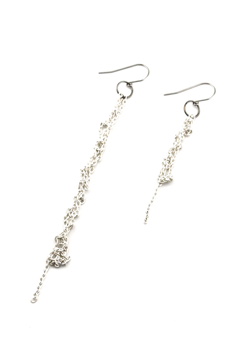 Tangle Chain Earrings White