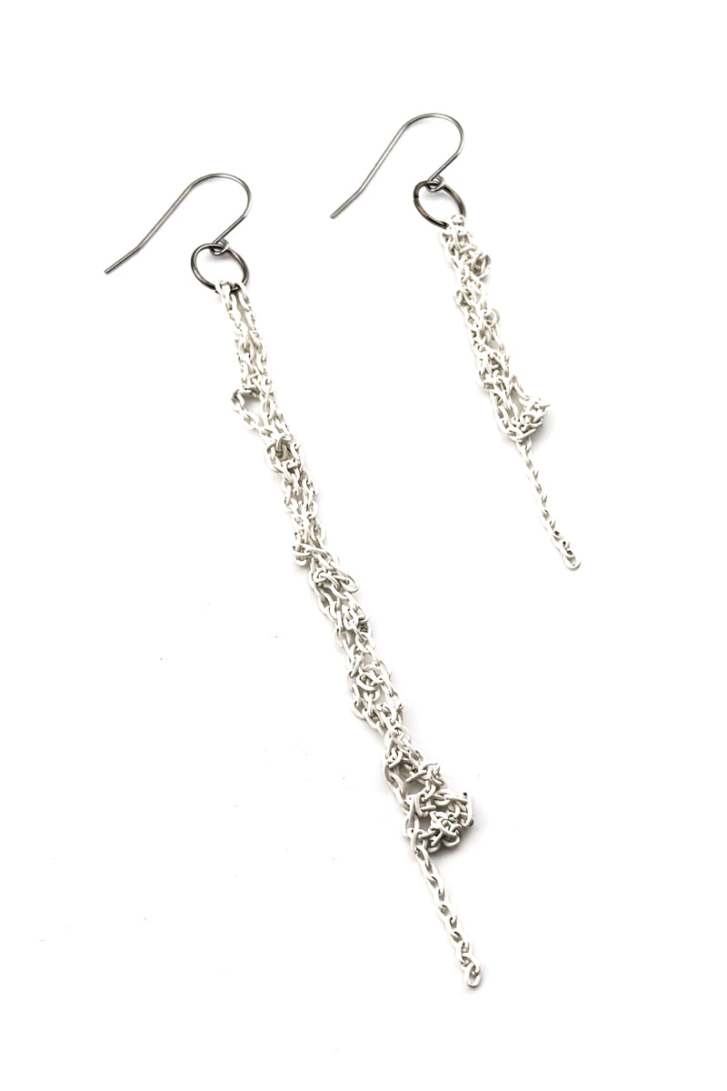 Tangle Chain Earrings White