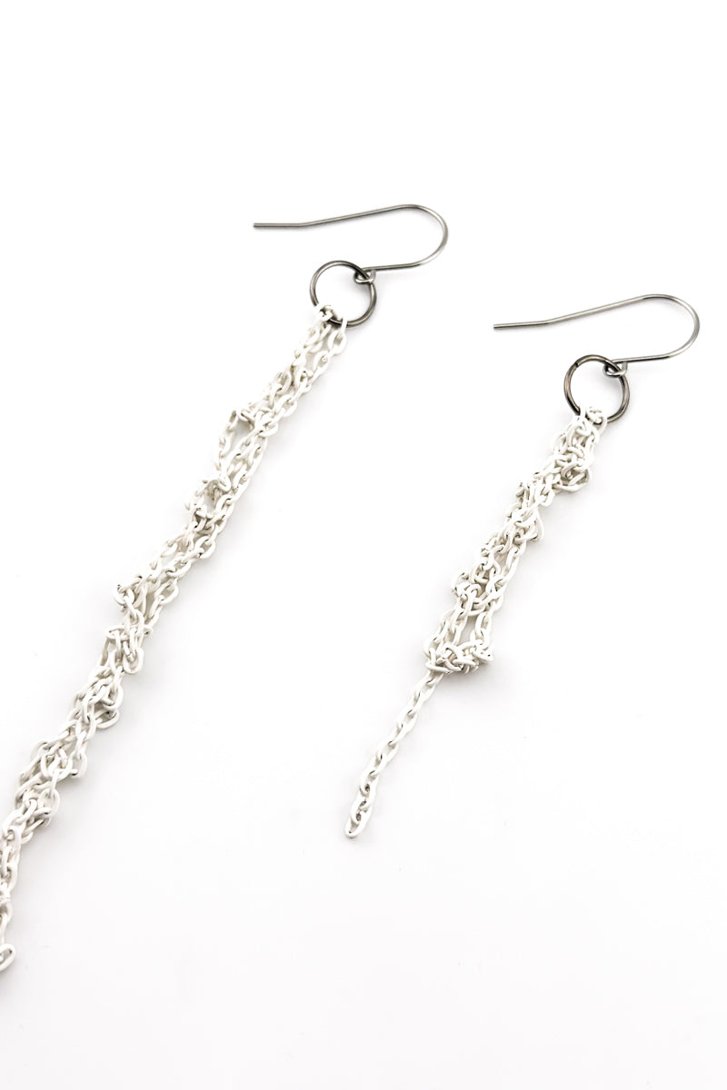 Tangle Chain Earrings White