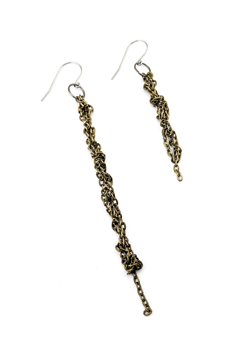 Tangle Chain Earrings Brass