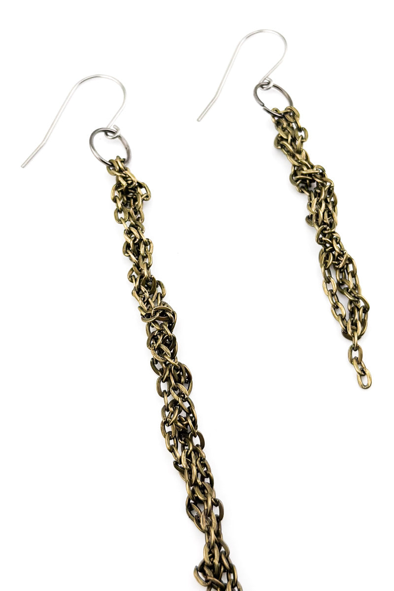 Tangle Chain Earrings Brass