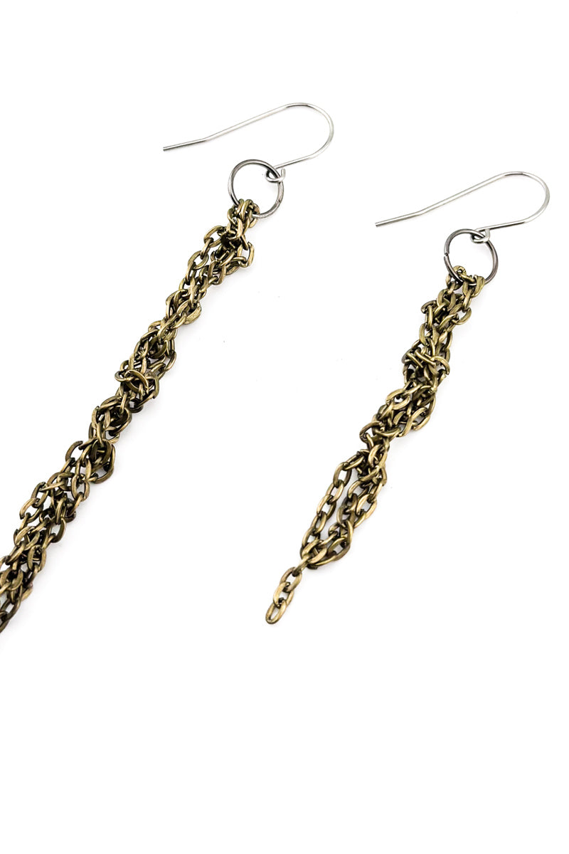 Tangle Chain Earrings Brass