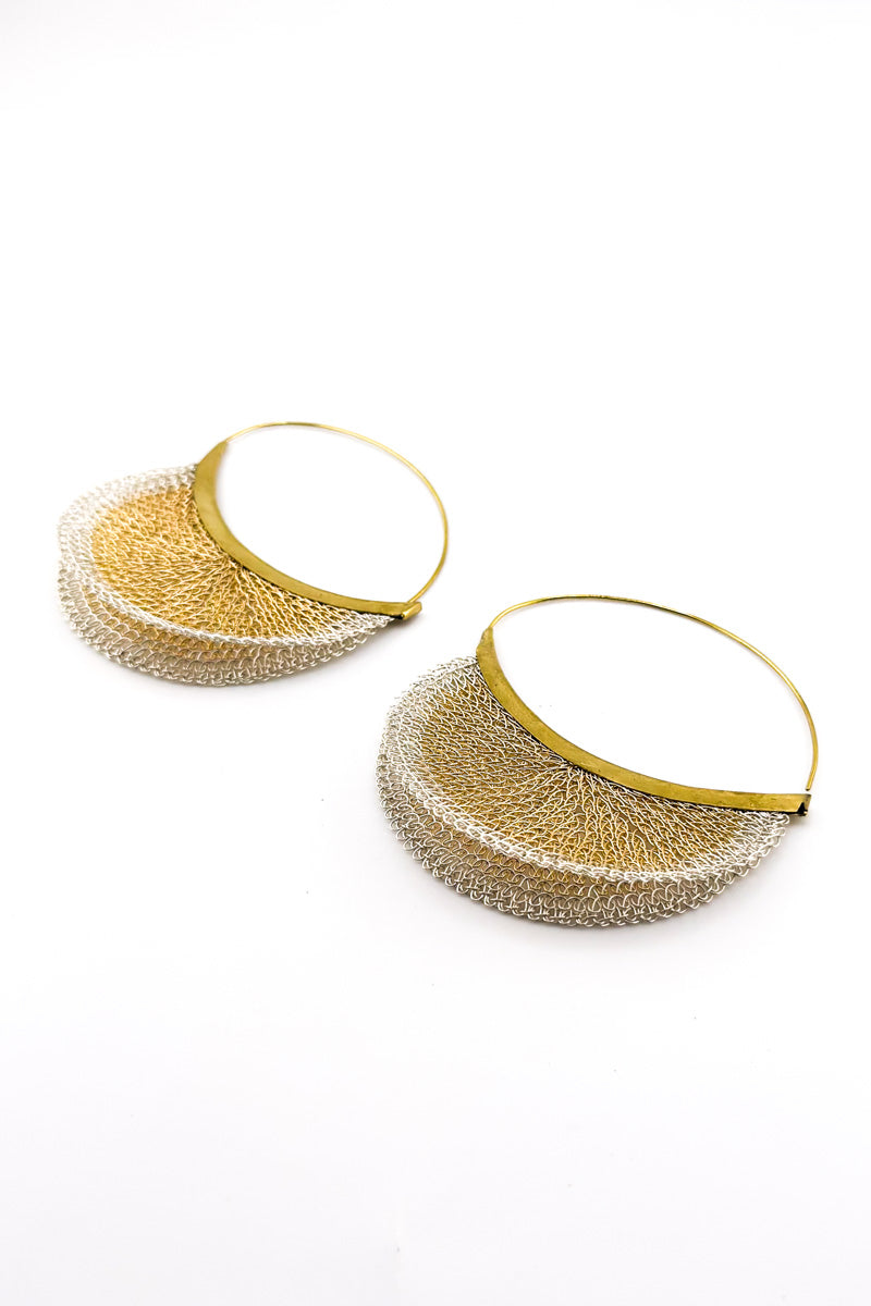 Fan Hook Earrings Gold