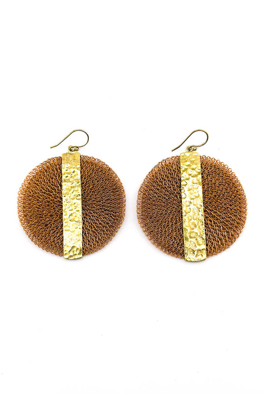 Vertical Earrings Orange Copper