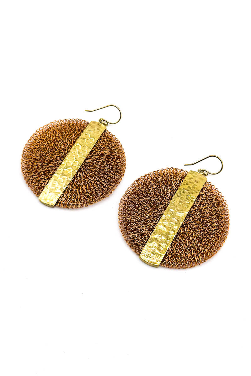 Vertical Earrings Orange Copper