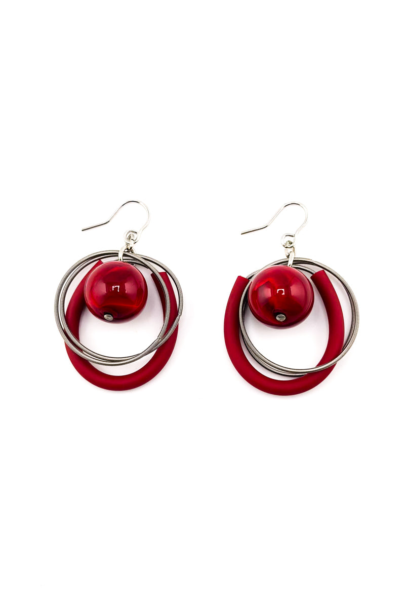 Loop Steel Earrings Red