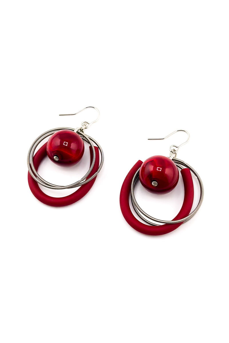 Loop Steel Earrings Red