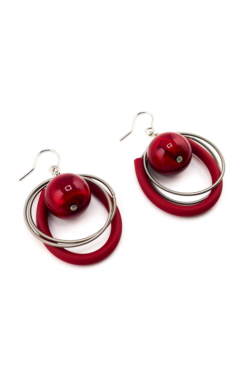 Loop Steel Earrings Red