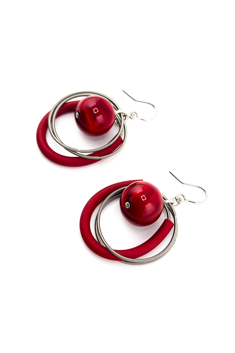Loop Steel Earrings Red