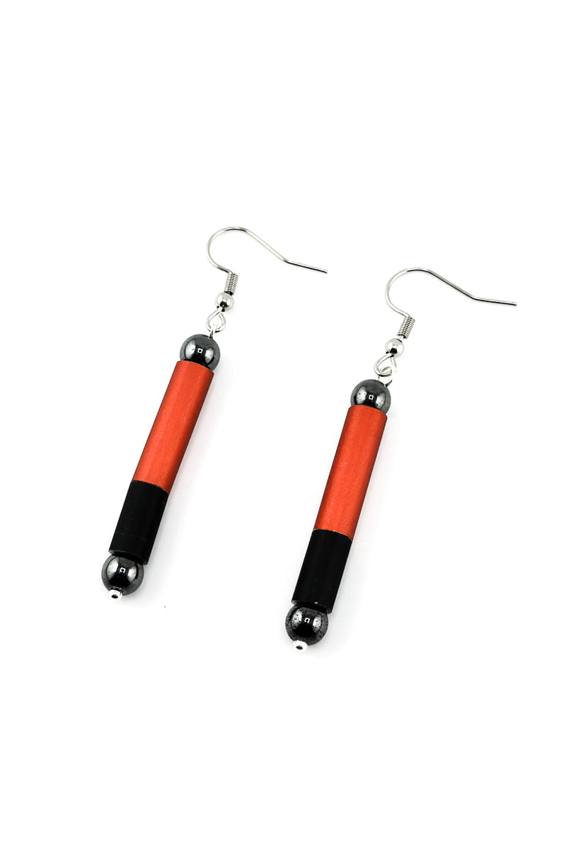 Alum Ball Earrings Red