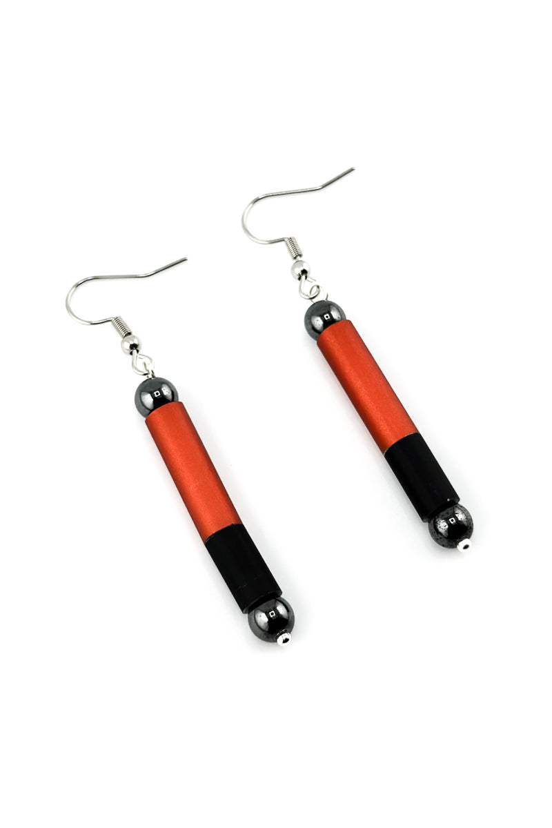 Alum Ball Earrings Red