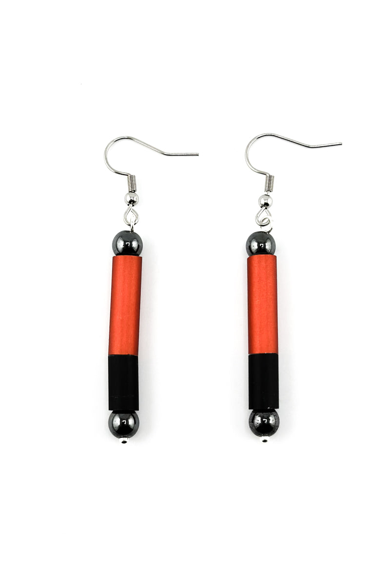 Alum Ball Earrings Red