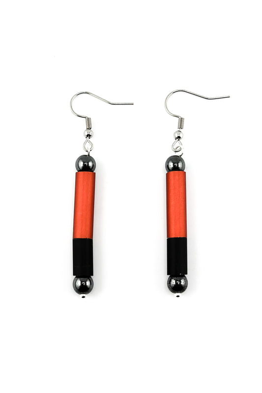 Alum Ball Earrings Red