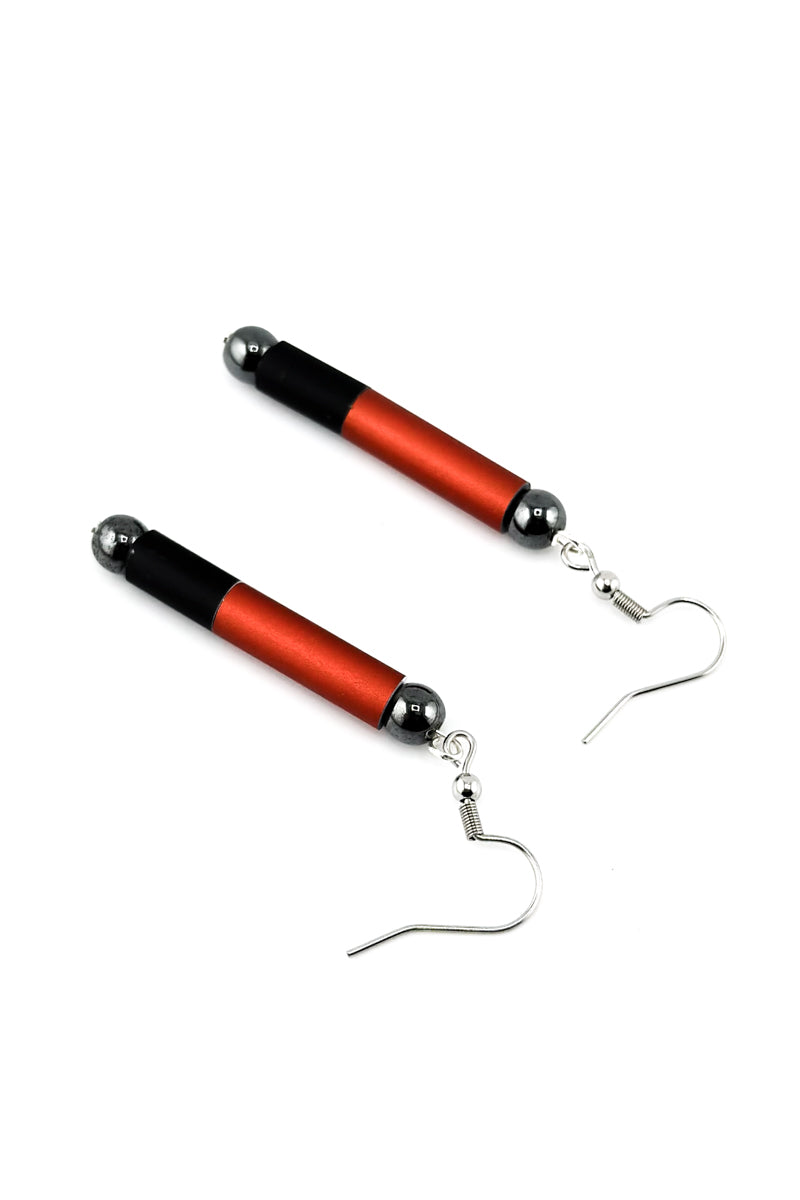 Alum Ball Earrings Red