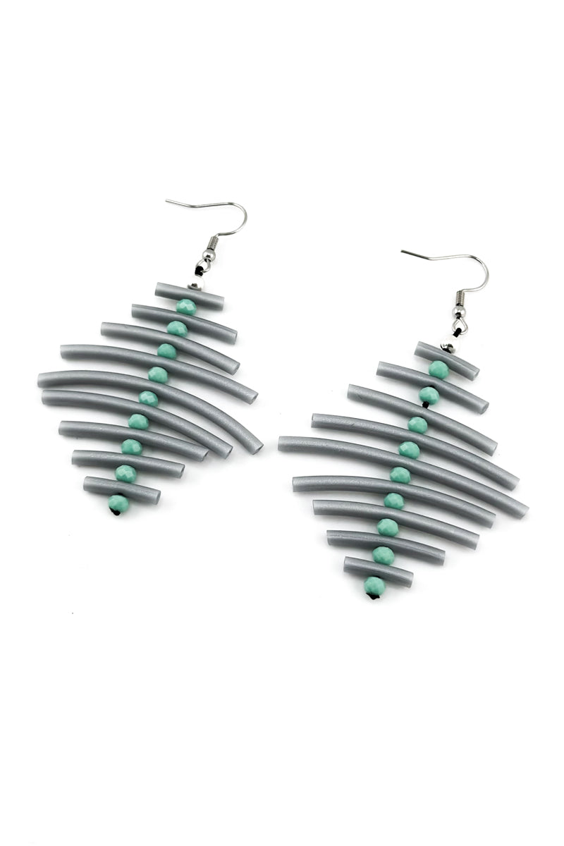 Spine Bead Earrings Grey