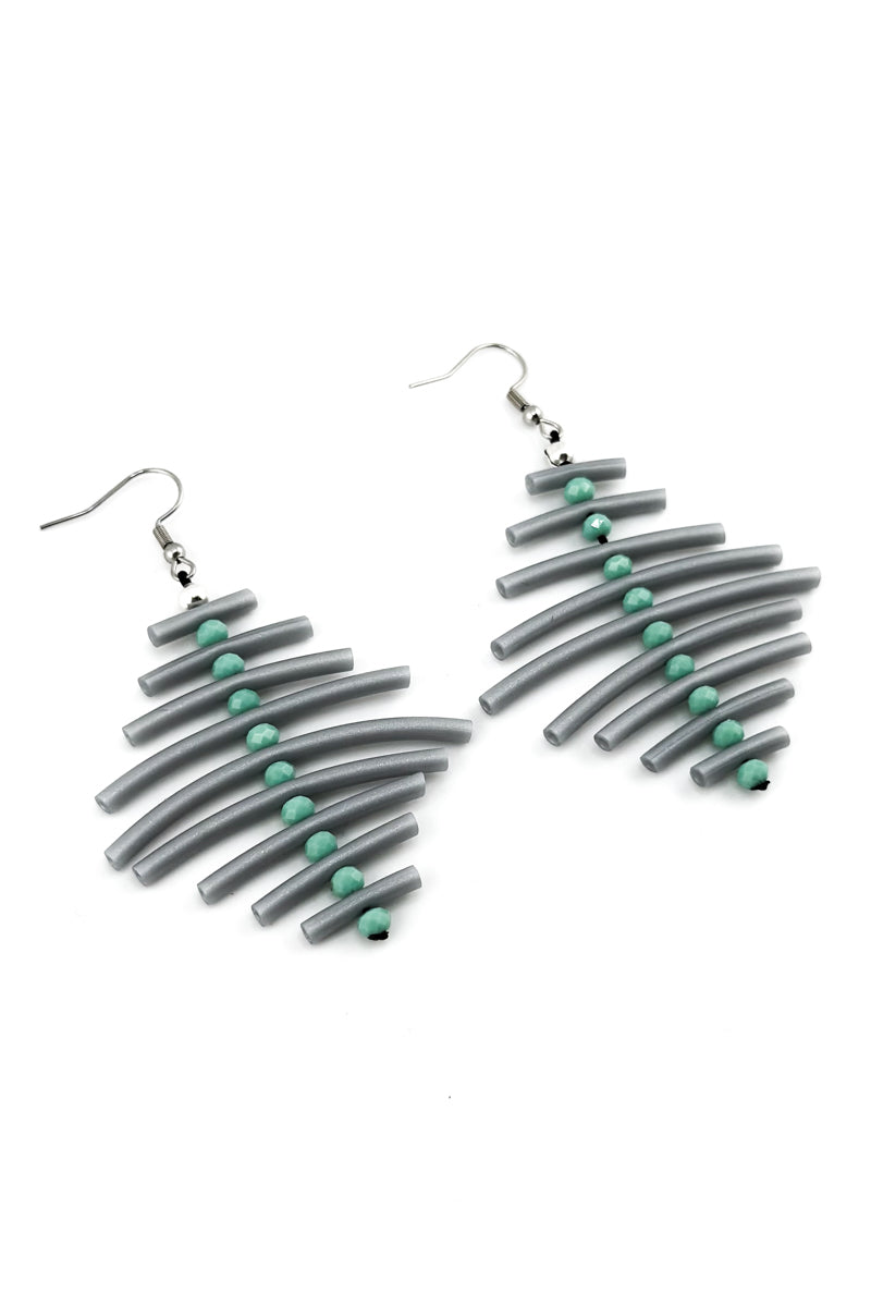 Spine Bead Earrings Grey
