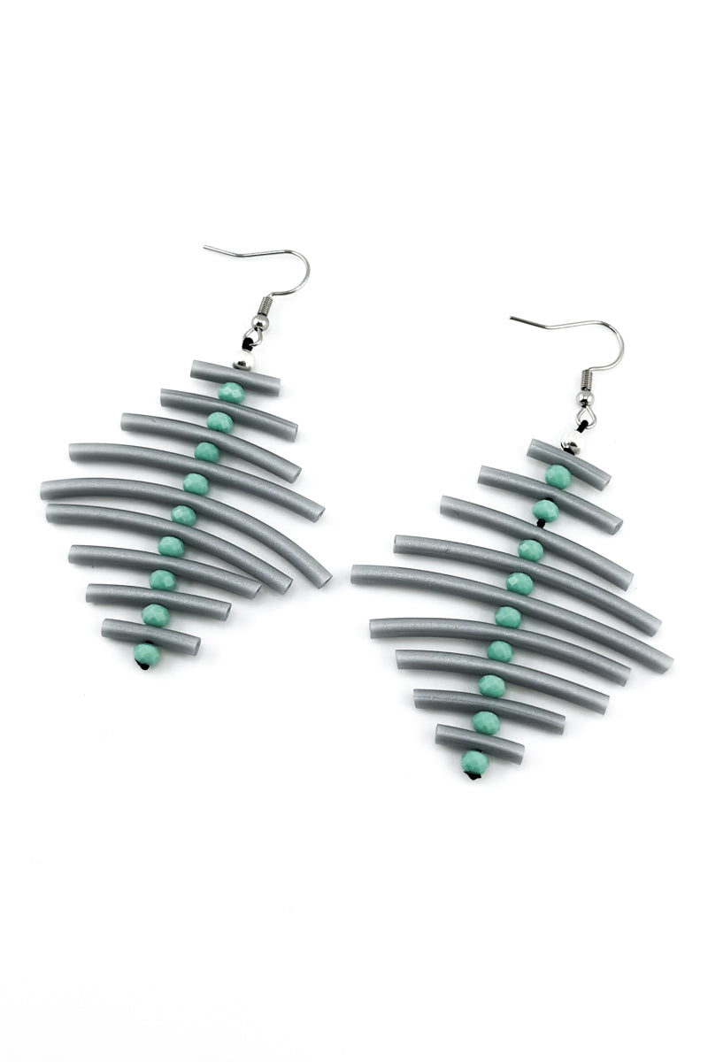 Spine Bead Earrings Grey