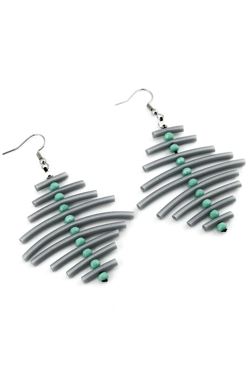Spine Bead Earrings Grey