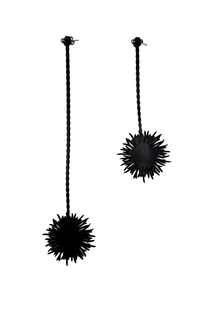 Pom Pom Earrings Blk
